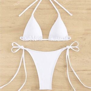 NWOT White Halter 2-Piece Cheeky Bikini